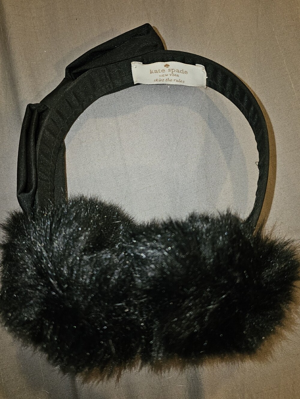 🖤 New! kate spade new york Black Faux Fur Earmuffs with Bow